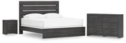 Hollivern King Panel Bed, Dresser and Nightstand in Dark Gray - PKG021621