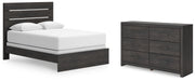 Hollivern Queen Panel Bed and Dresser in Dark Gray - PKG021612