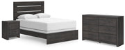 Hollivern Queen Panel Bed, Dresser and Nightstand in Dark Gray - PKG021613