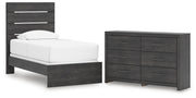 Hollivern Twin Panel Bed and Dresser in Dark Gray - PKG021593