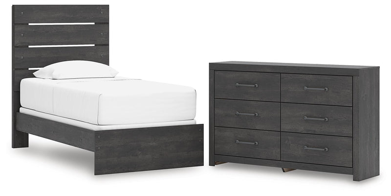 Hollivern Twin Panel Bed and Dresser in Dark Gray - PKG021593