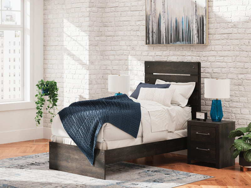 Hollivern Twin Panel Bed, Dresser and Mirror in Dark Gray - PKG021587