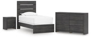 Hollivern Twin Panel Bed, Dresser and Nightstand in Dark Gray - PKG021594