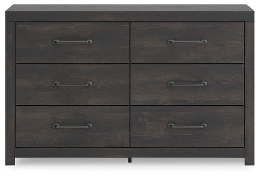 Hollivern Twin Panel Bed with Storage and Dresser in Dark Gray - PKG021644