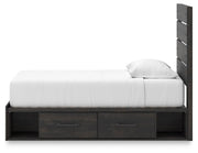 Hollivern Twin Panel Bed with Storage, Dresser and Mirror in Dark Gray - PKG021638