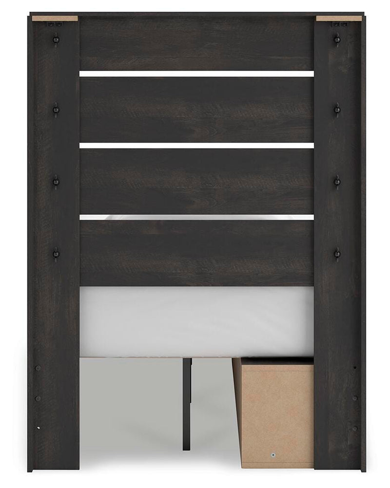 Hollivern Twin Panel Storage Bed and Dresser in Dark Gray - PKG021628