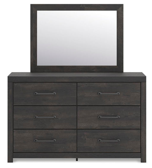 Hollivern Twin Panel Storage Bed, Dresser and Mirror in Dark Gray - PKG021622