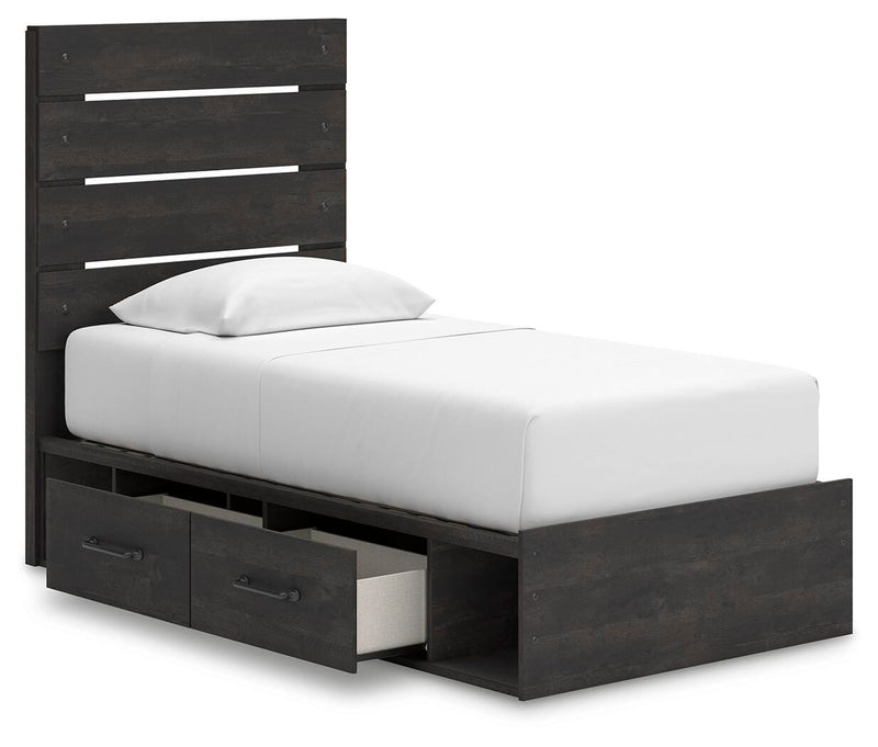 Hollivern Twin Panel Storage Bed, Dresser and Nightstand in Dark Gray - PKG021629