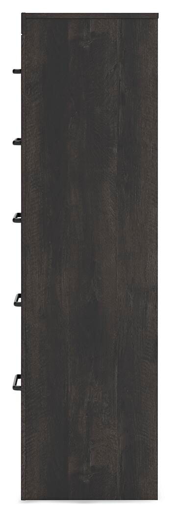Hollivern Twin Panel Storage Bed, Dresser, Mirror and Chest in Dark Gray - PKG021626