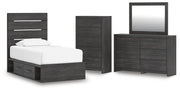 Hollivern Twin Panel Storage Bed, Dresser, Mirror and Chest - PCB2108B26