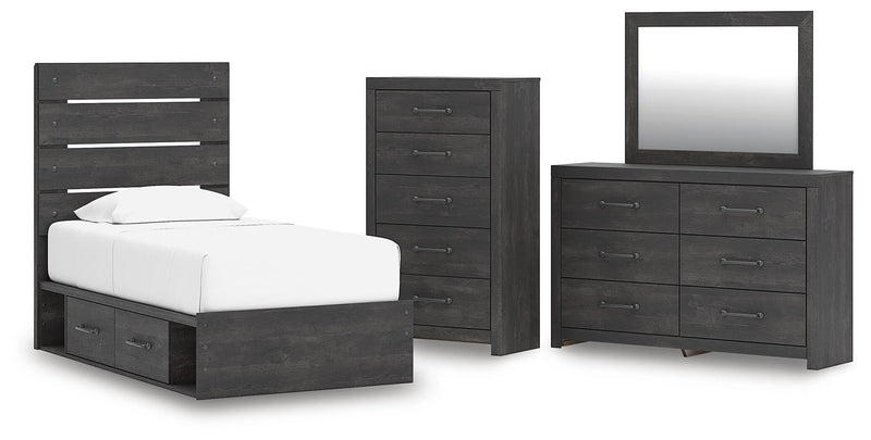 Hollivern Twin Panel Storage Bed, Dresser, Mirror and Chest - PCB2108B26