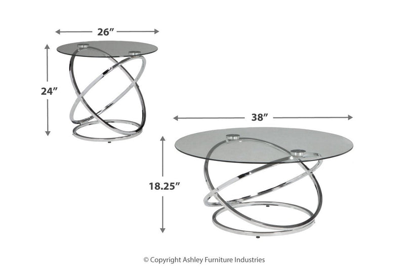 Hollynyx Chrome Finish Table (Set of 3) - Gate FurnitureOccasional Table Set