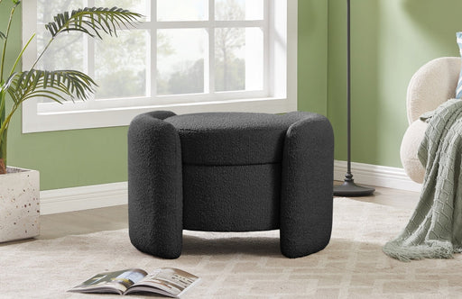 Horizon Boucle Fabric Upholstered Ottoman in Black - 115Black