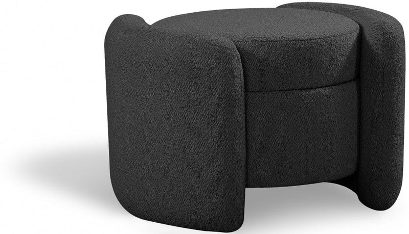 Horizon Boucle Fabric Upholstered Ottoman in Black - 115Black