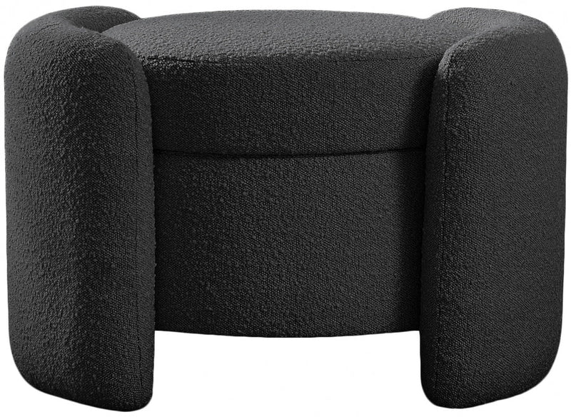 Horizon Boucle Fabric Upholstered Ottoman in Black - 115Black