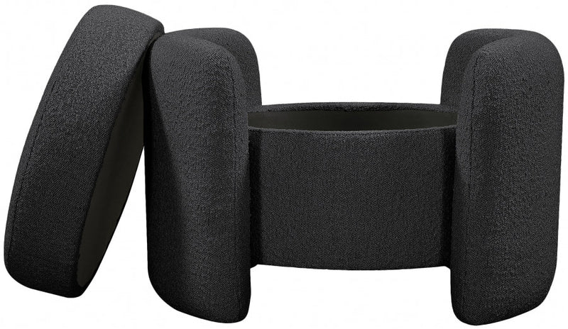 Horizon Boucle Fabric Upholstered Ottoman in Black - 115Black
