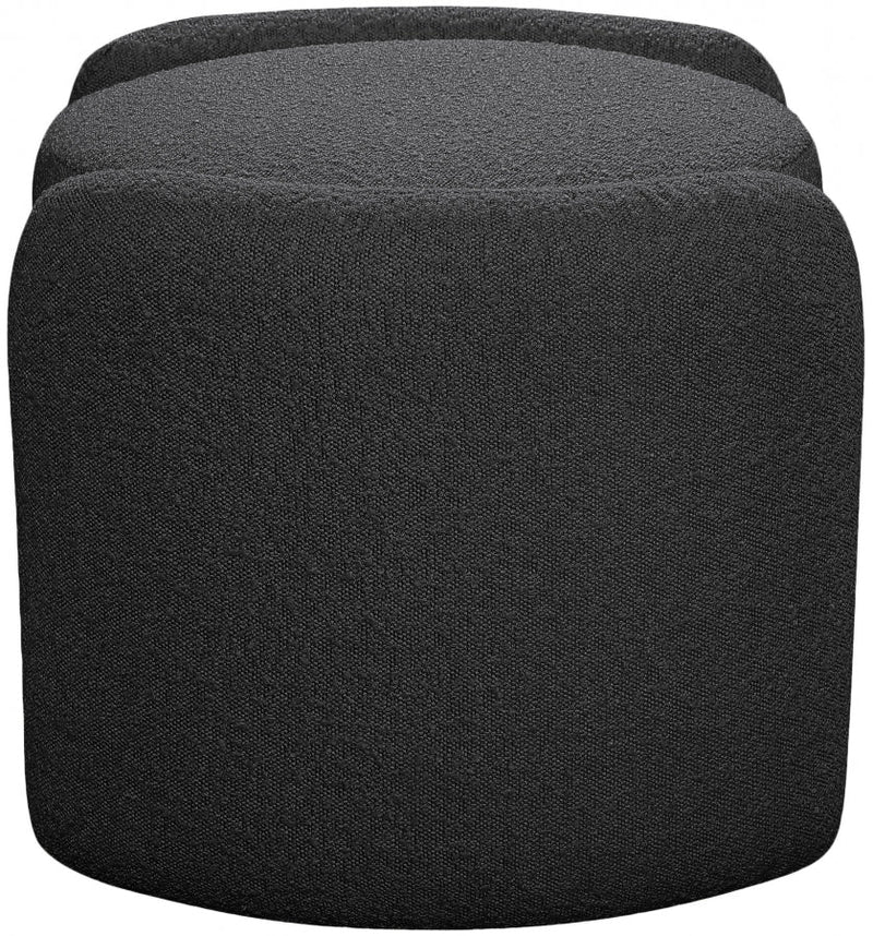 Horizon Boucle Fabric Upholstered Ottoman in Black - 115Black