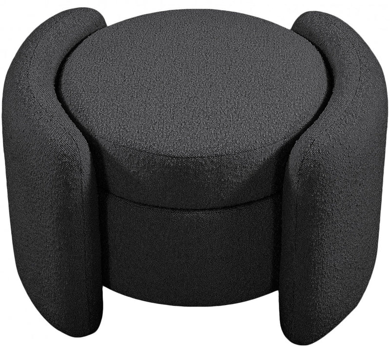 Horizon Boucle Fabric Upholstered Ottoman in Black - 115Black