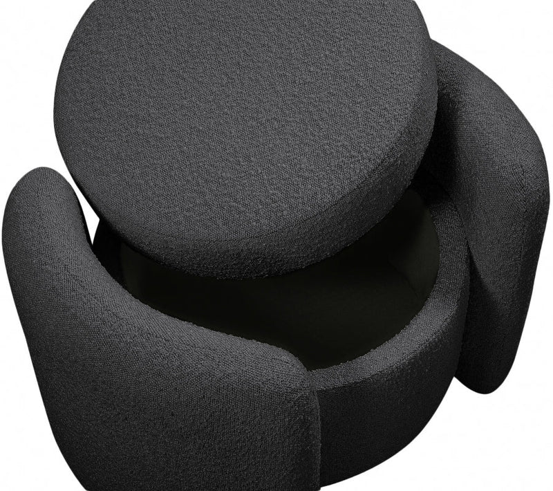 Horizon Boucle Fabric Upholstered Ottoman in Black - 115Black