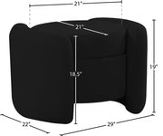 Horizon Boucle Fabric Upholstered Ottoman in Black - 115Black