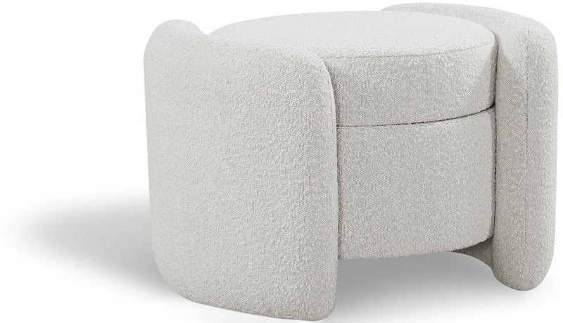 Horizon Boucle Fabric Upholstered Ottoman in Cream - 115Cream