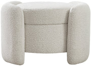 Horizon Boucle Fabric Upholstered Ottoman in Cream - 115Cream