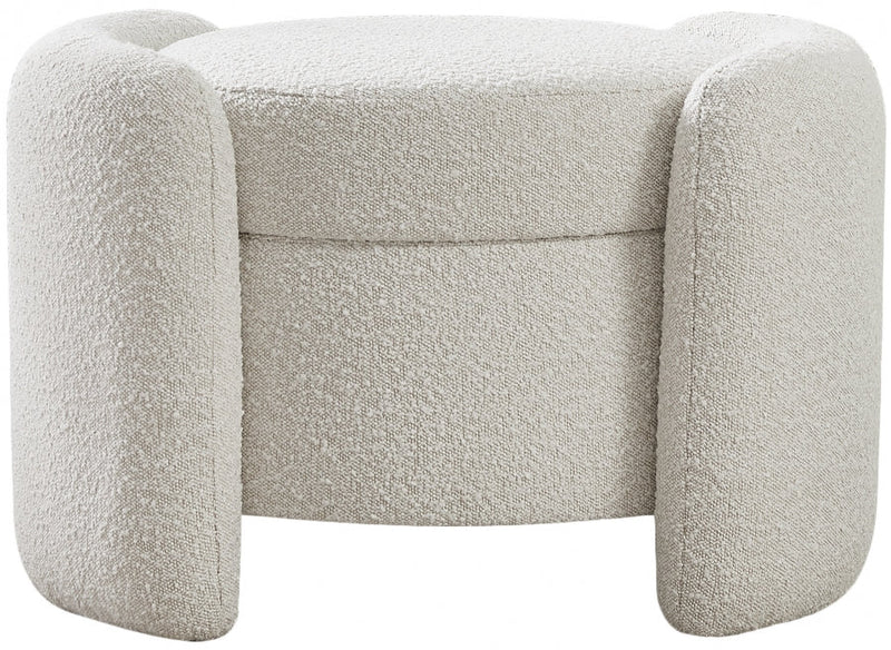 Horizon Boucle Fabric Upholstered Ottoman in Cream - 115Cream
