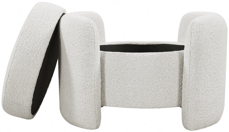 Horizon Boucle Fabric Upholstered Ottoman in Cream - 115Cream