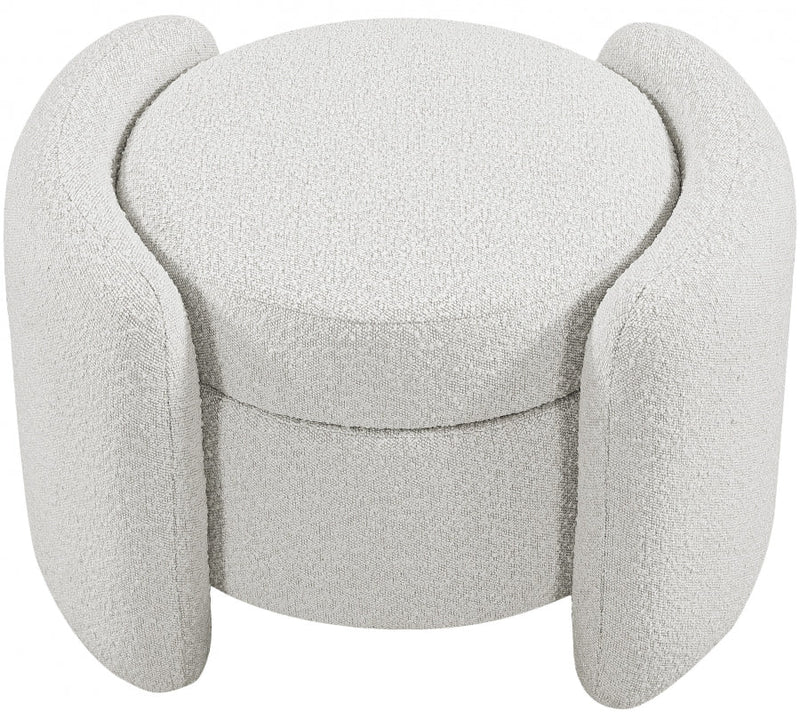 Horizon Boucle Fabric Upholstered Ottoman in Cream - 115Cream
