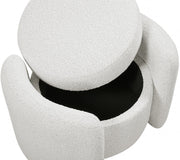 Horizon Boucle Fabric Upholstered Ottoman in Cream - 115Cream