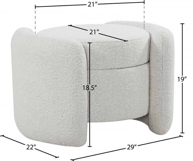 Horizon Boucle Fabric Upholstered Ottoman in Cream - 115Cream