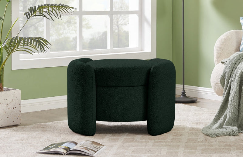 Horizon Boucle Fabric Upholstered Ottoman in Green - 115Green