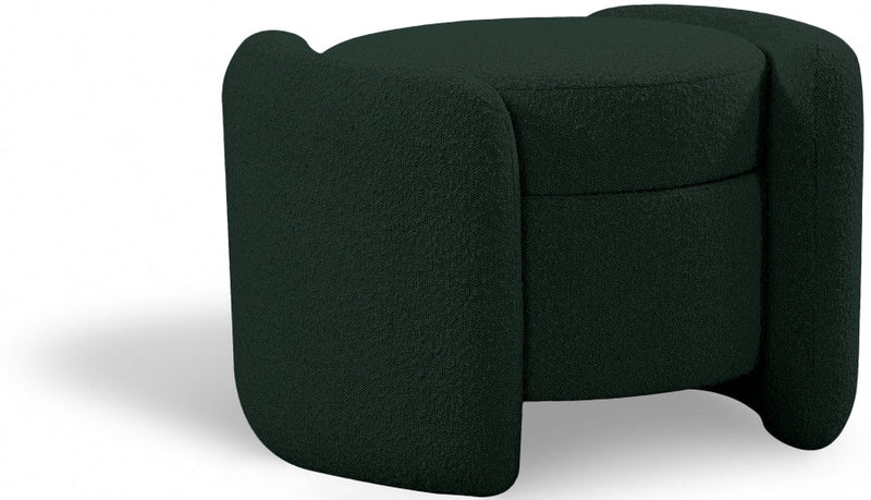 Horizon Boucle Fabric Upholstered Ottoman in Green - 115Green