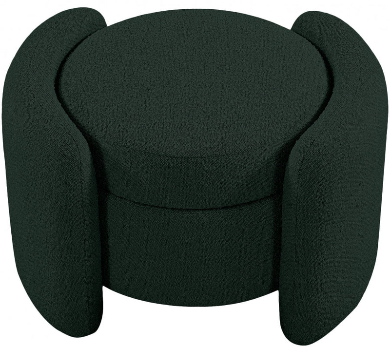Horizon Boucle Fabric Upholstered Ottoman in Green - 115Green