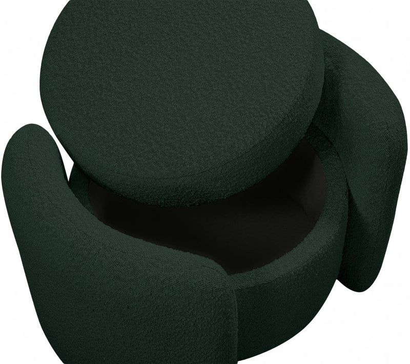 Horizon Boucle Fabric Upholstered Ottoman in Green - 115Green