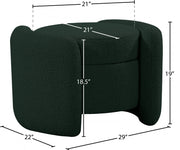 Horizon Boucle Fabric Upholstered Ottoman in Green - 115Green