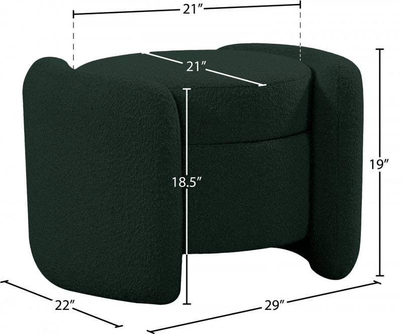 Horizon Boucle Fabric Upholstered Ottoman in Green - 115Green