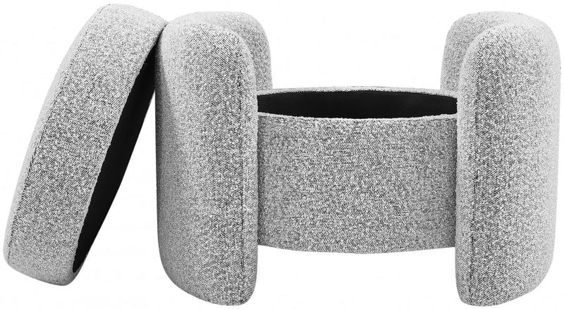 Horizon Boucle Fabric Upholstered Ottoman in Grey - 115Grey
