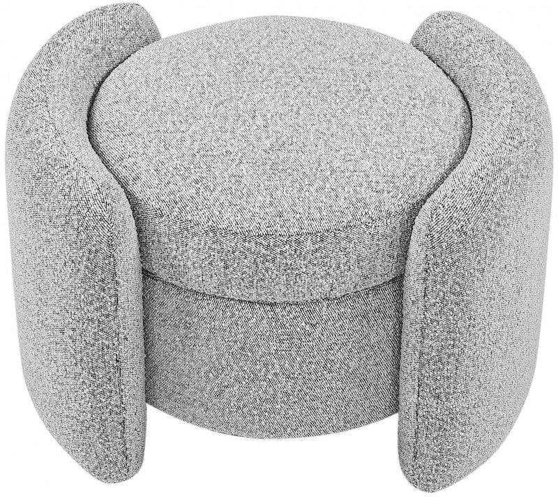 Horizon Boucle Fabric Upholstered Ottoman in Grey - 115Grey