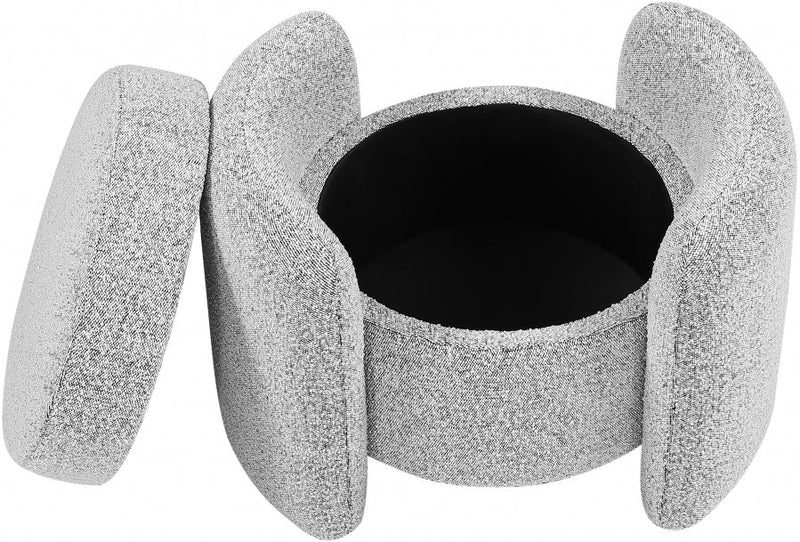 Horizon Boucle Fabric Upholstered Ottoman in Grey - 115Grey