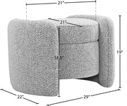 Horizon Boucle Fabric Upholstered Ottoman in Grey - 115Grey