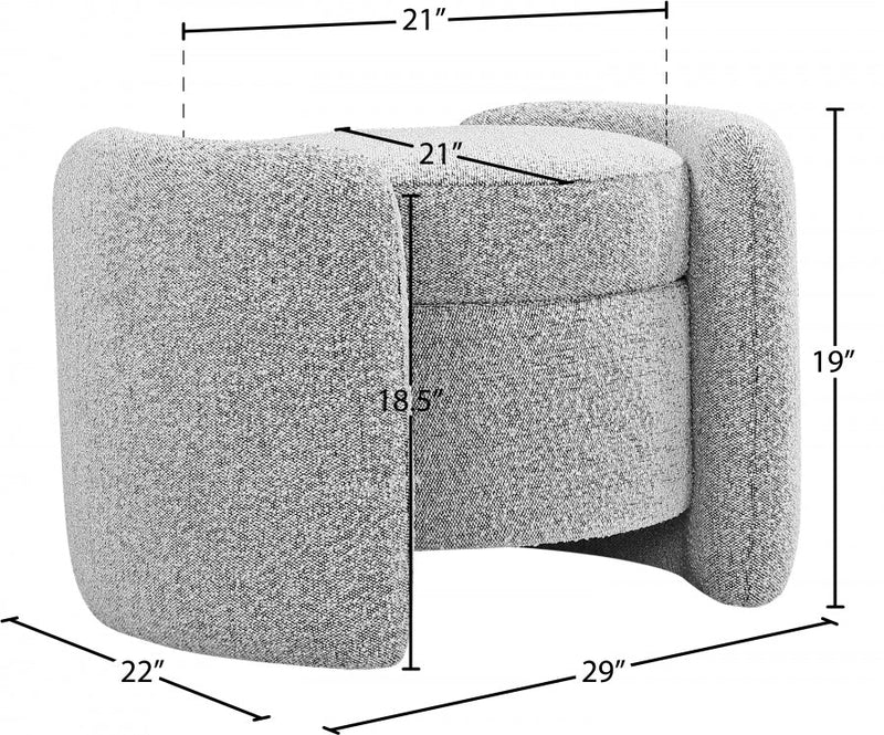 Horizon Boucle Fabric Upholstered Ottoman in Grey - 115Grey