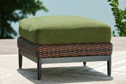 Horizon Hall Brown/Green Outdoor Ottoman with Cushion - P572-814
