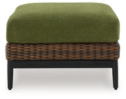 Horizon Hall Brown/Green Outdoor Ottoman with Cushion - P572-814