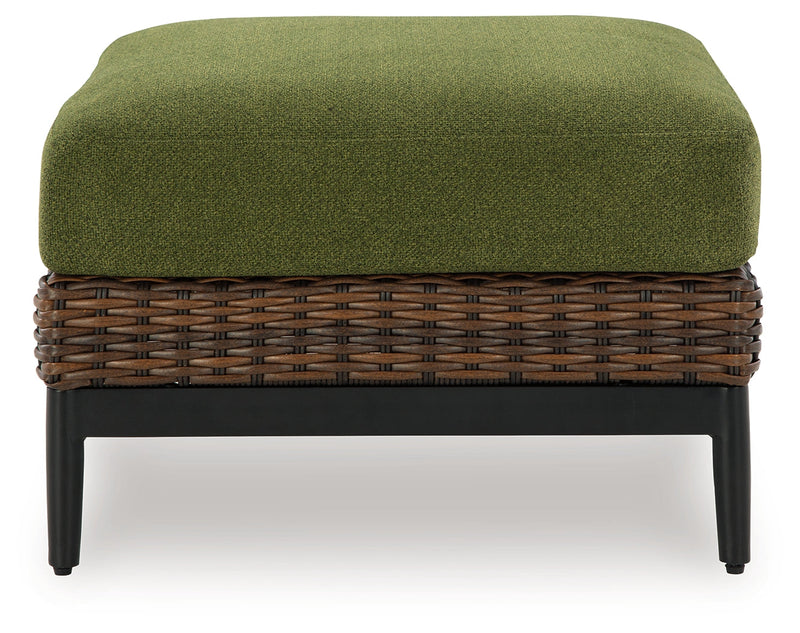 Horizon Hall Brown/Green Outdoor Ottoman with Cushion - P572-814