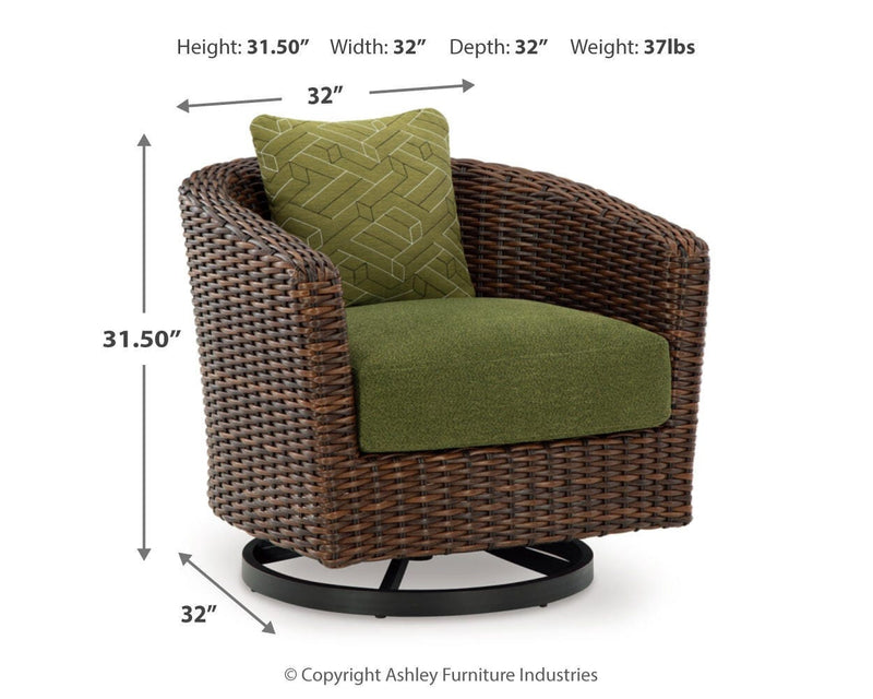Horizon Hall Brown Outdoor Sofa, 2 Lounge Chairs, Ottoman and Coffee Table - P572P3