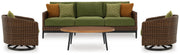 Horizon Hall Brown Outdoor Sofa, 2 Lounge Chairs, Ottoman and Coffee Table - P572P3