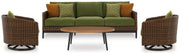 Horizon Hall Outdoor Sofa and 2 Chairs with Coffee Table in Brown/Green from Ashley - Luna Furniture