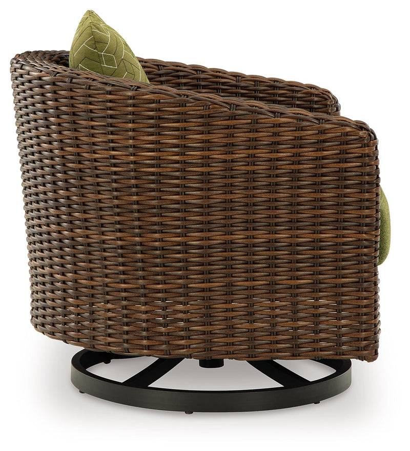 Horizon Hall Outdoor Sofa and 2 Chairs with Coffee Table in Brown/Green from Ashley - Luna Furniture