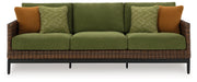 Horizon Hall Outdoor Sofa and 2 Chairs with Coffee Table in Brown/Green from Ashley - Luna Furniture